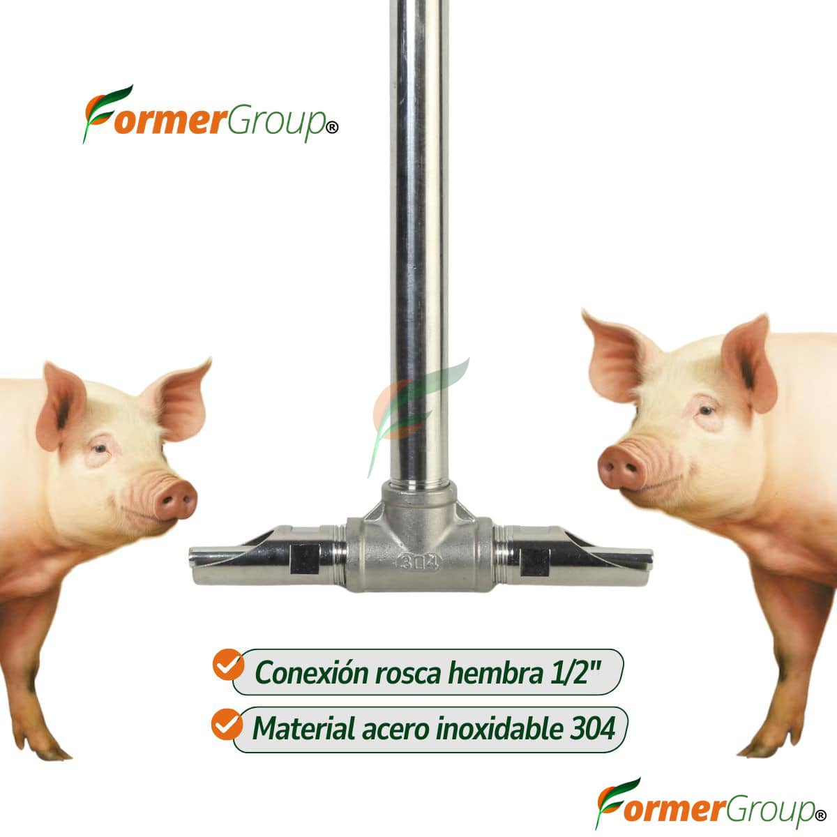 Kit Bebedero Cerdos 2 Chupos 1/2 Tubo 30cm Ahorro Agua