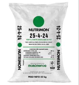 Fertilizante Nutrimon 25-4-24 50kg alto rendimiento