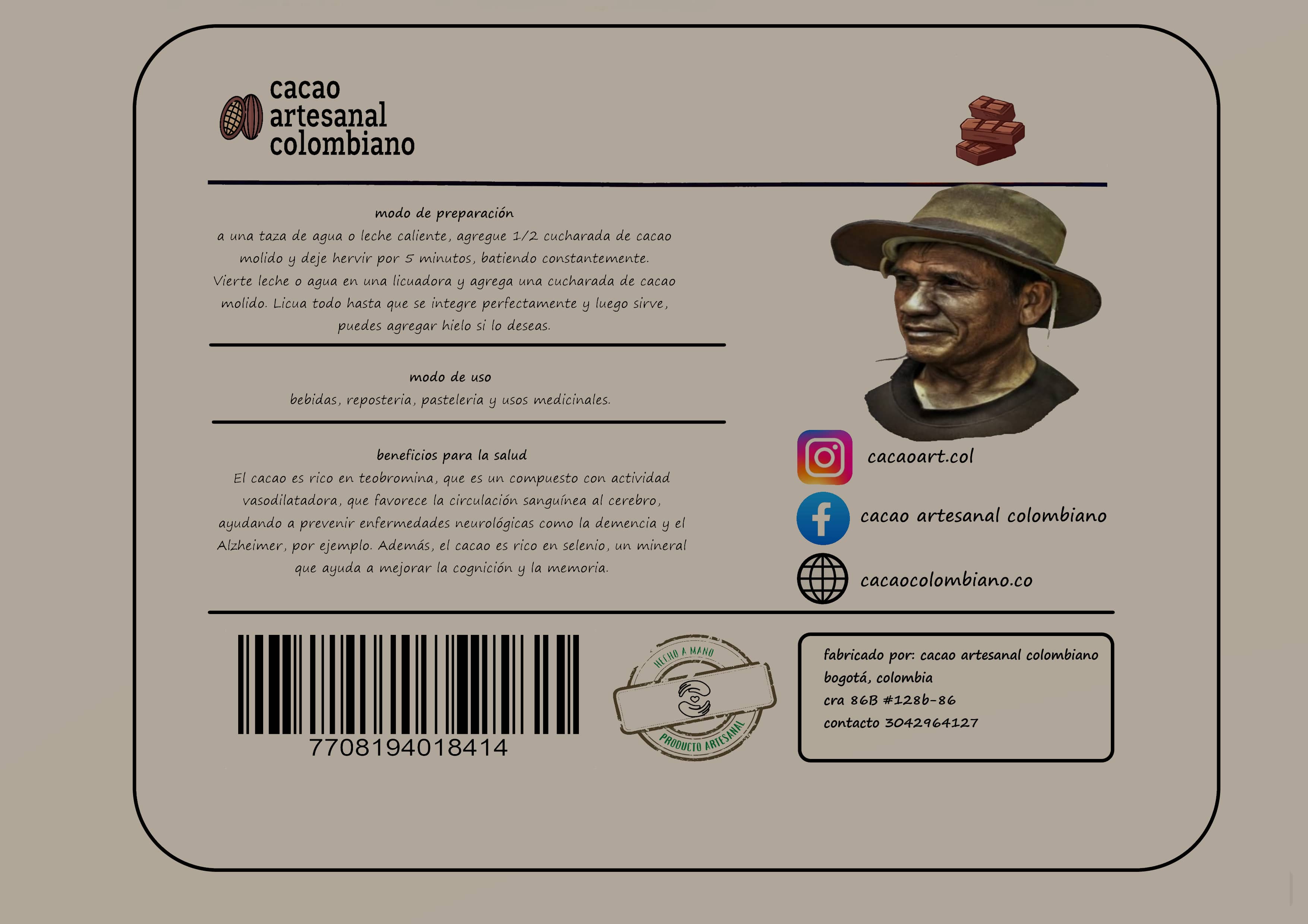 Cacao amargo de mesa x 200 Gr