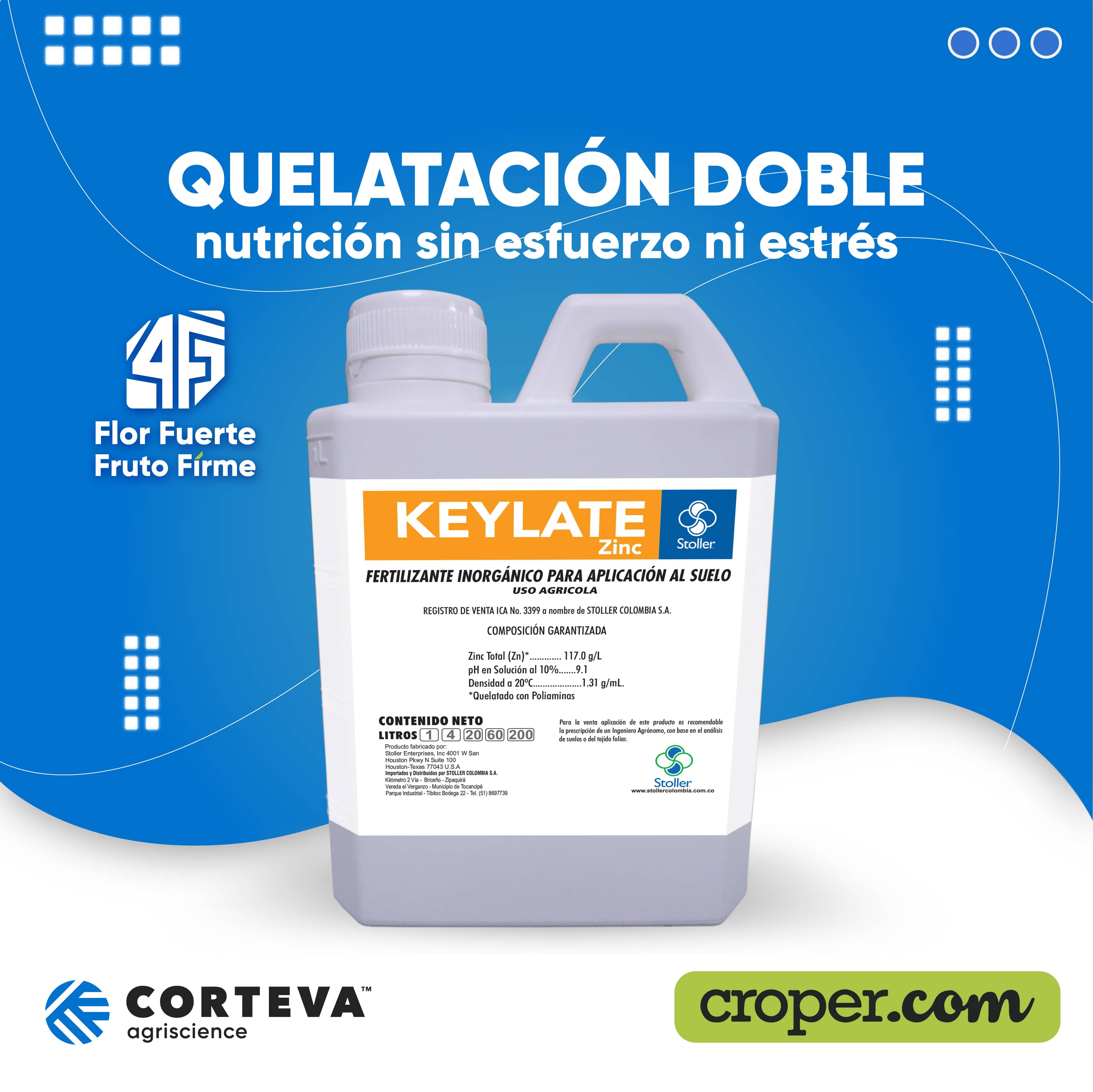 Zinc foliar KEYLATE 1L | Fertilizante quelatado con poliaminas