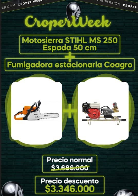 Motosierra STIHL MS 250 + Fumigadora estacionaria Coagro