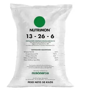 Mezcla Química 13-26-6 Nutrimon 50 kg — Fertilizante NPK complejo para suelos con deficiencias