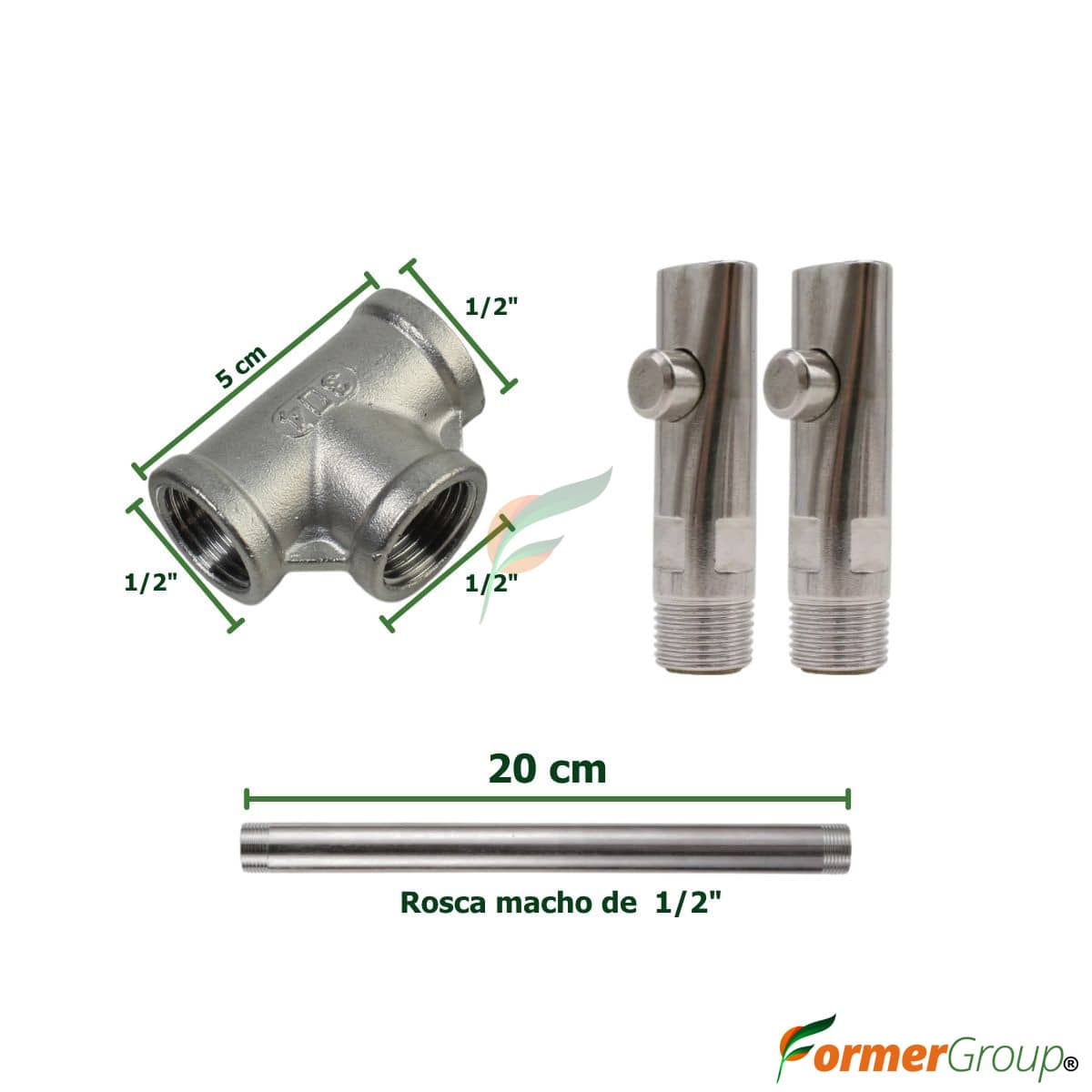 Kit Bebedero Cerdos Botón 1/2 Tubo 20cm Ahorro Agua