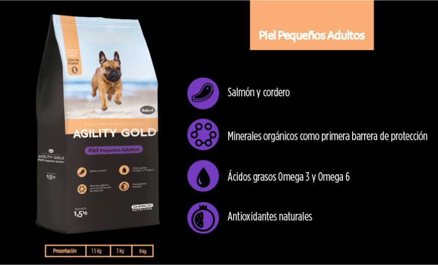 Alimento para perros Pequeños Adultos Piel Agility Gold x 1.5 kg - Italcol