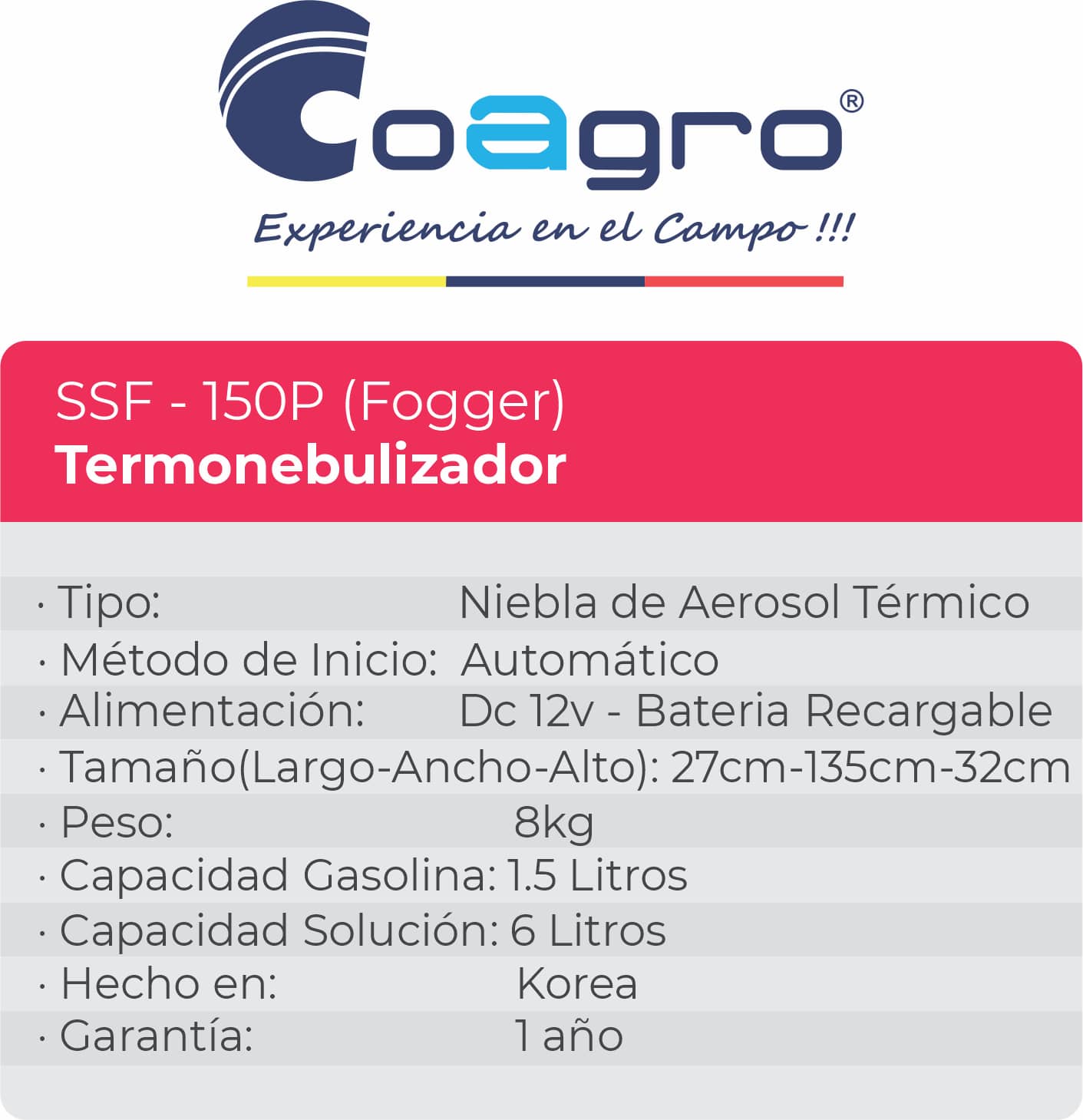 Termonebulizador SSF – 150P (Fogger)