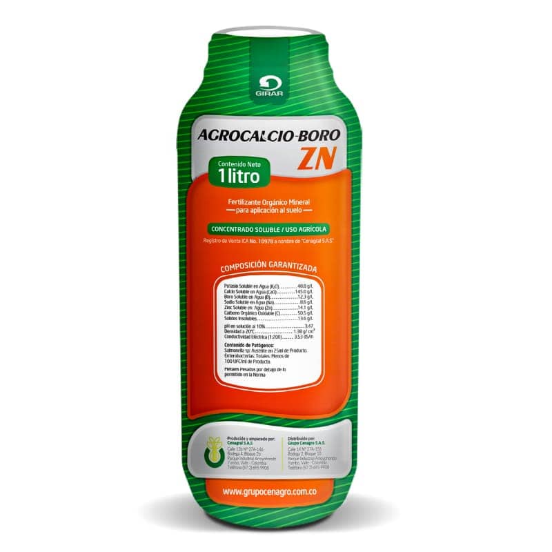 Agrocalcio-Boro Zn 1  Lt – Calcio y Boro para Floración