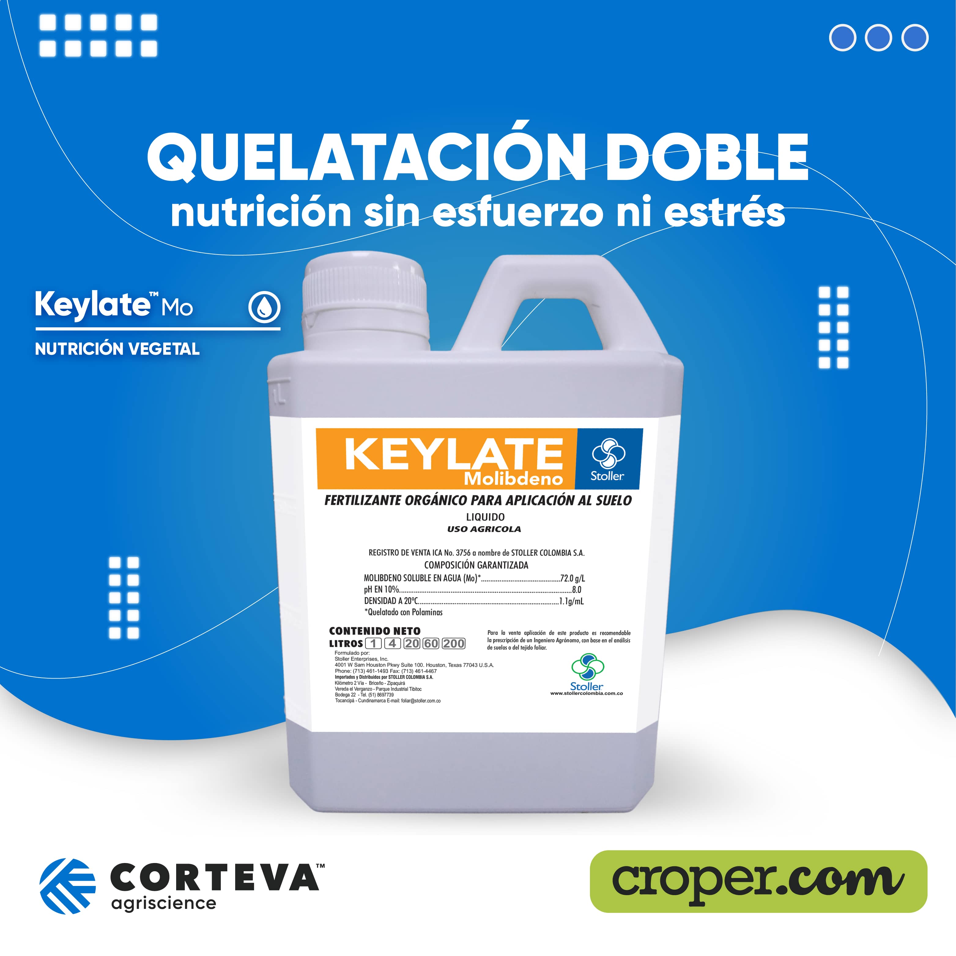 Molibdeno quelatado foliar Keylate 1L