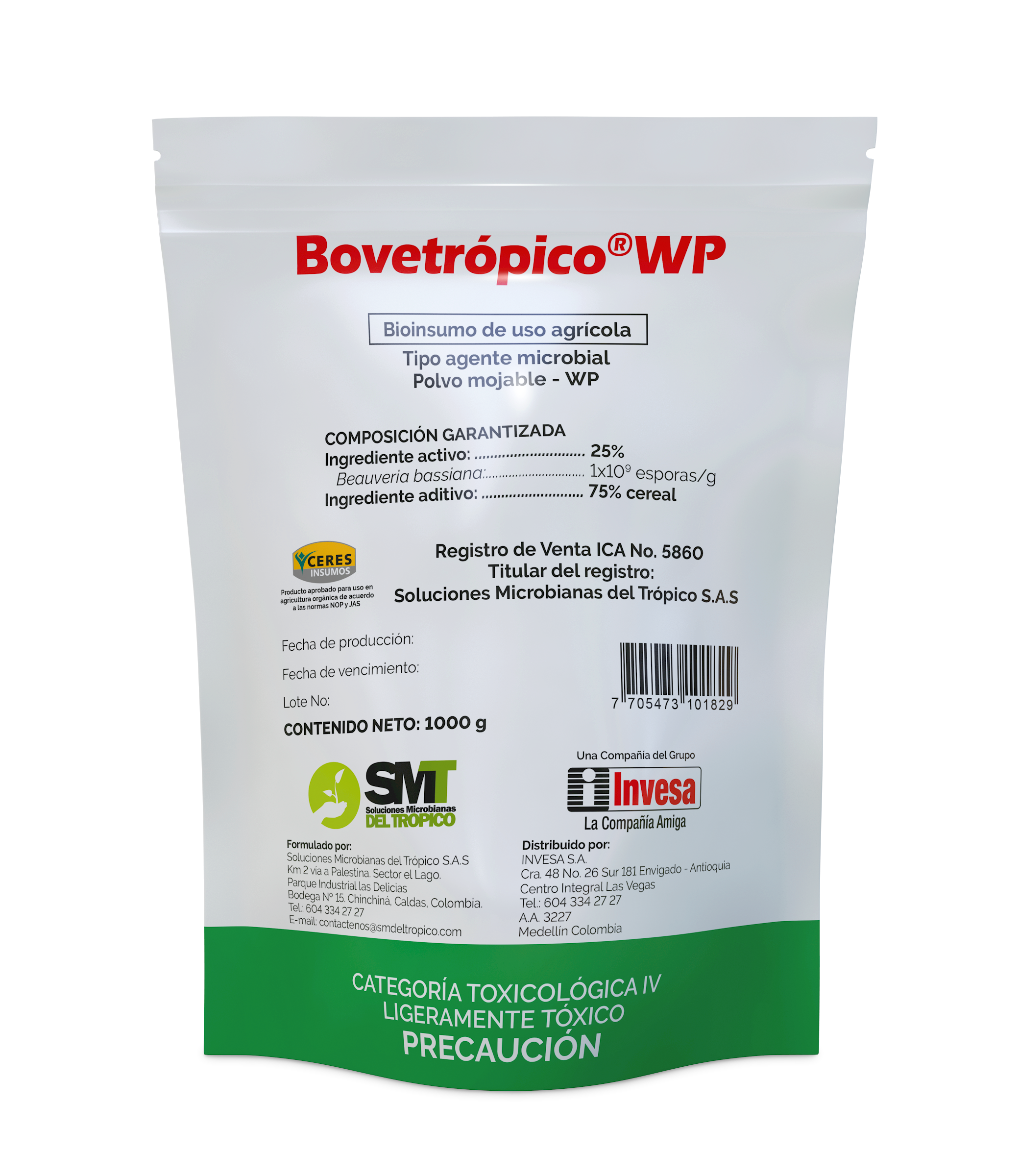 Insecticida Orgánico Bovetrópico® Wp x 500 gr