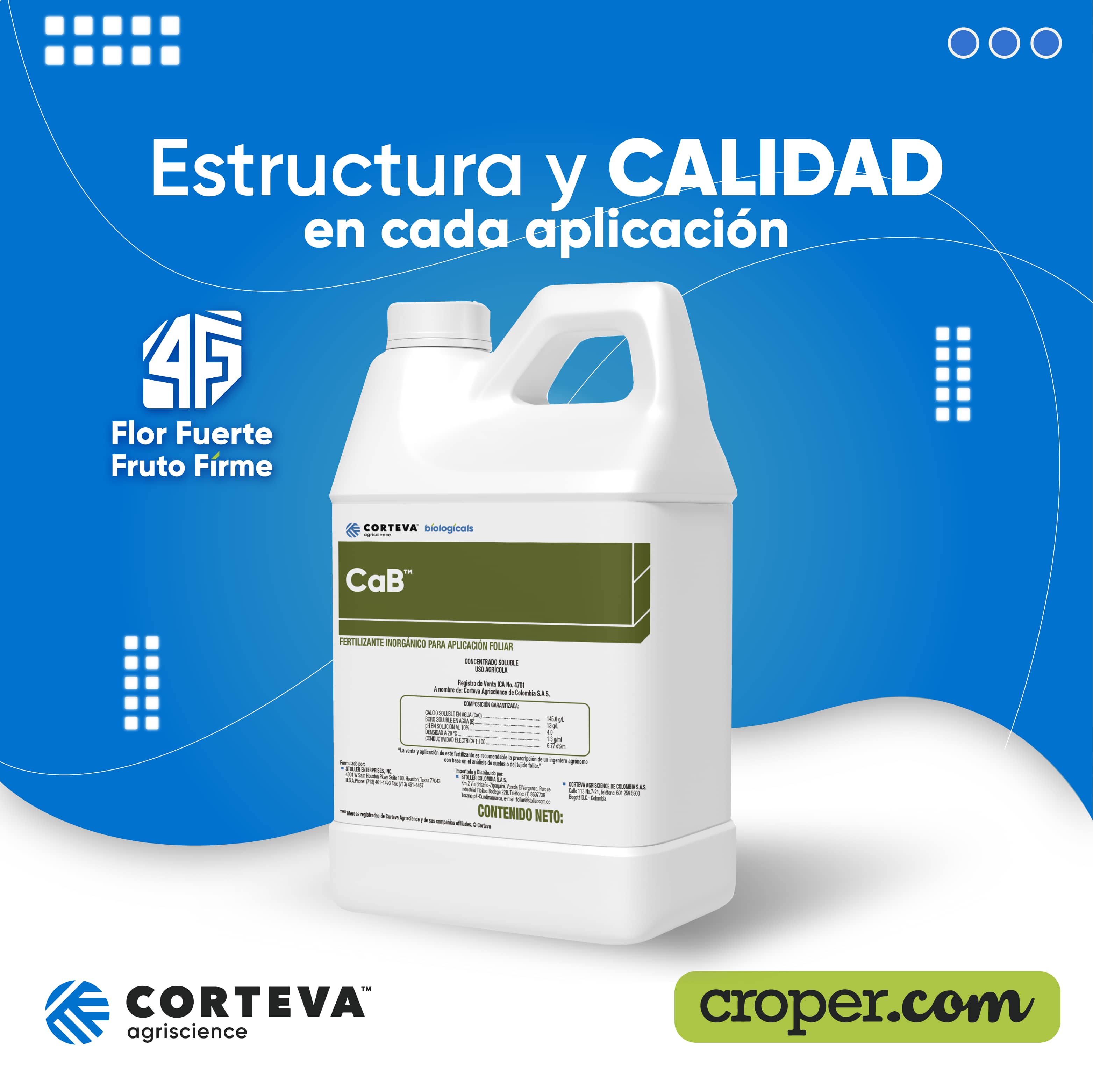 Fertilizante foliar calcio y boro CaB 1lt | Nutre frutos rápido