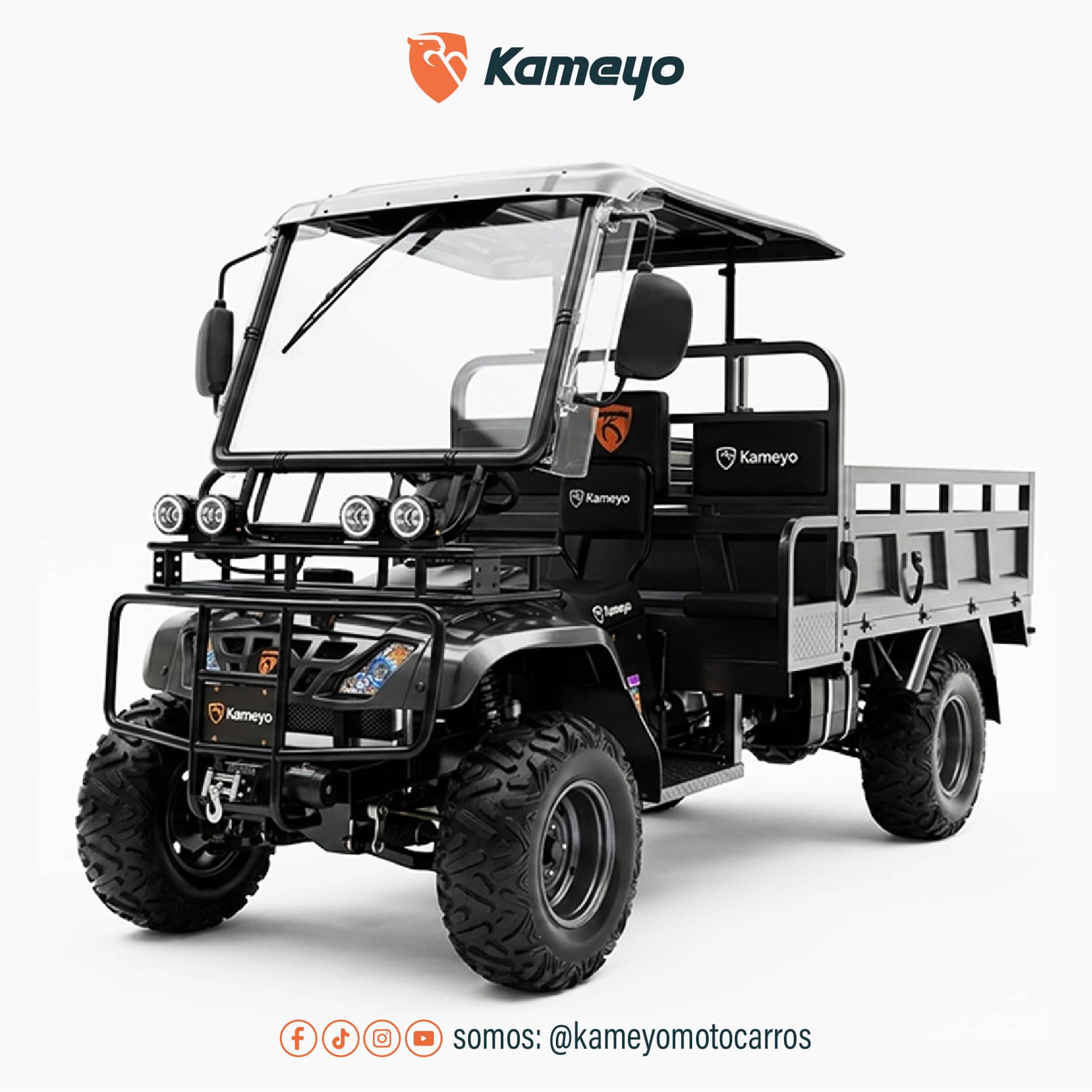 Motocarro Kameyo AGR 300 4x4 para carga agrícola de hasta 800 kg