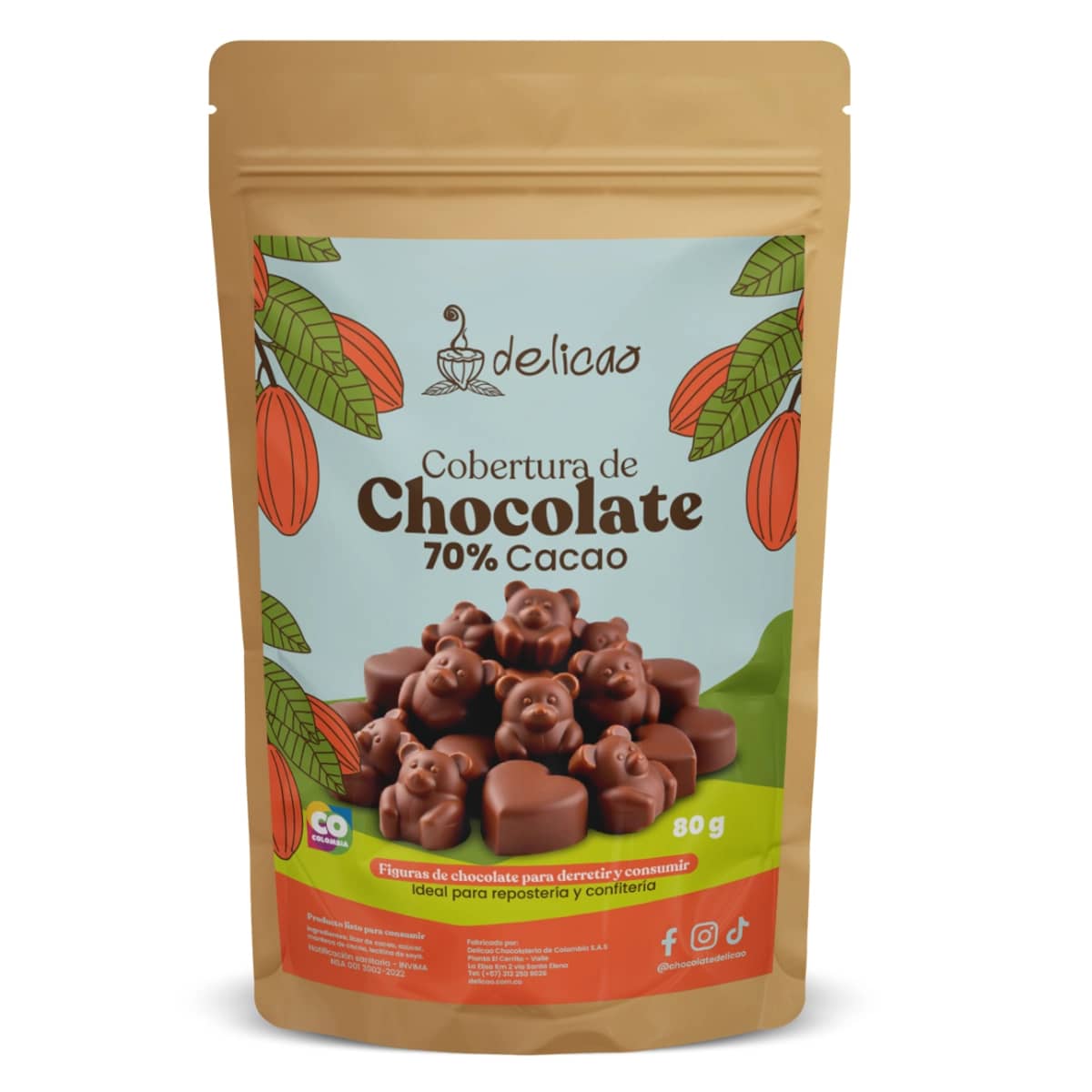 Cobertura de chocolate 70% - 80 gr