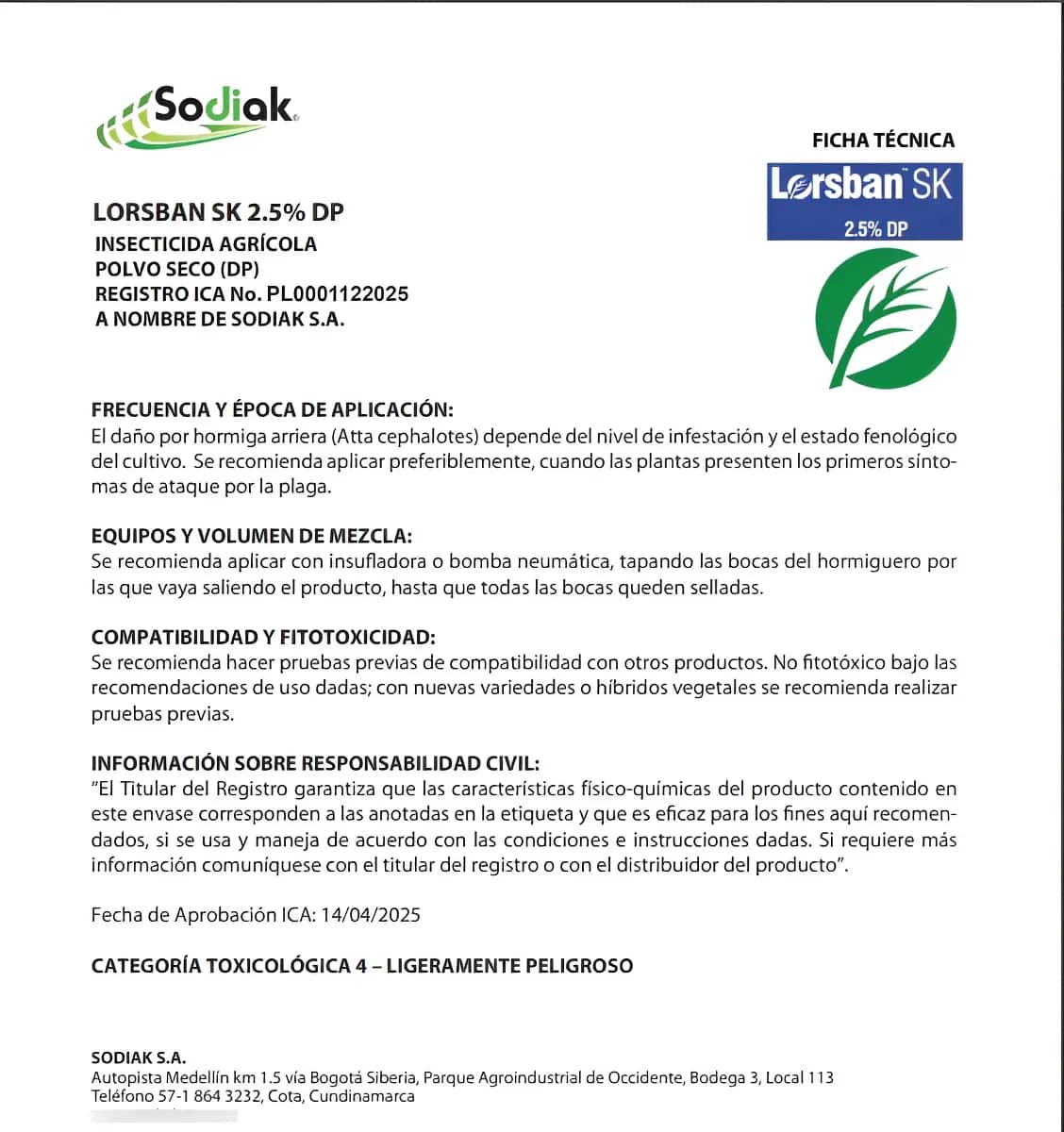 Lorsban SK 2.5%DP x Kilogramo