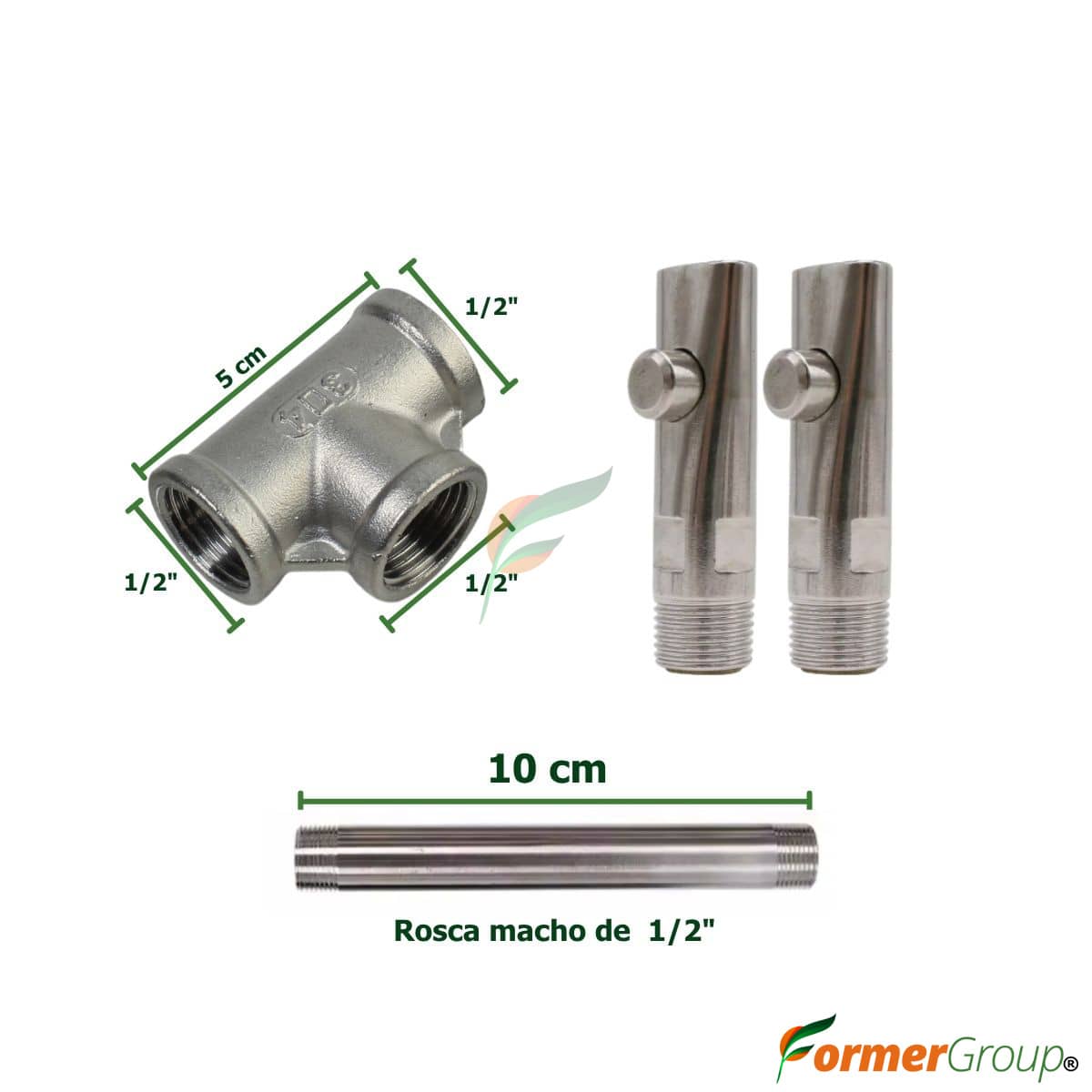 Kit Bebedero Cerdos Botón 1/2 Tubo 10cm Ahorro Agua