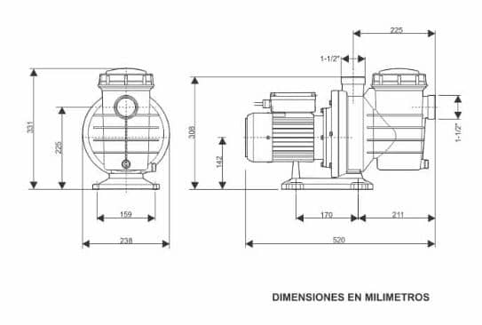 Electrobomba piscina 2-1/4″ x 2-1/4″ -  Barnes