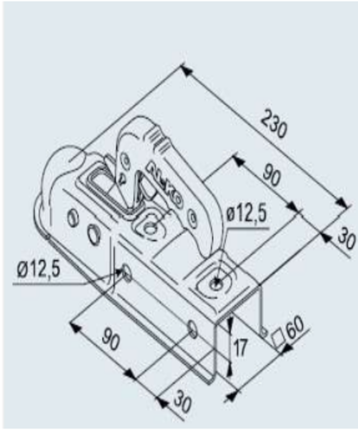 Enganche de bola 750 Kg - Tubo Cuadrado 60 mm