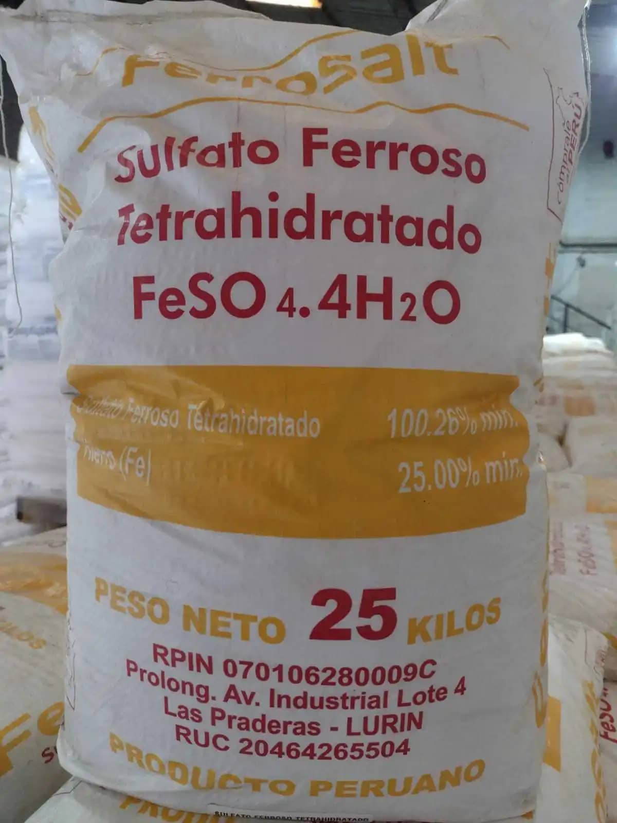 Comprar SULFATO DE HIERRO 25 Kg FINO