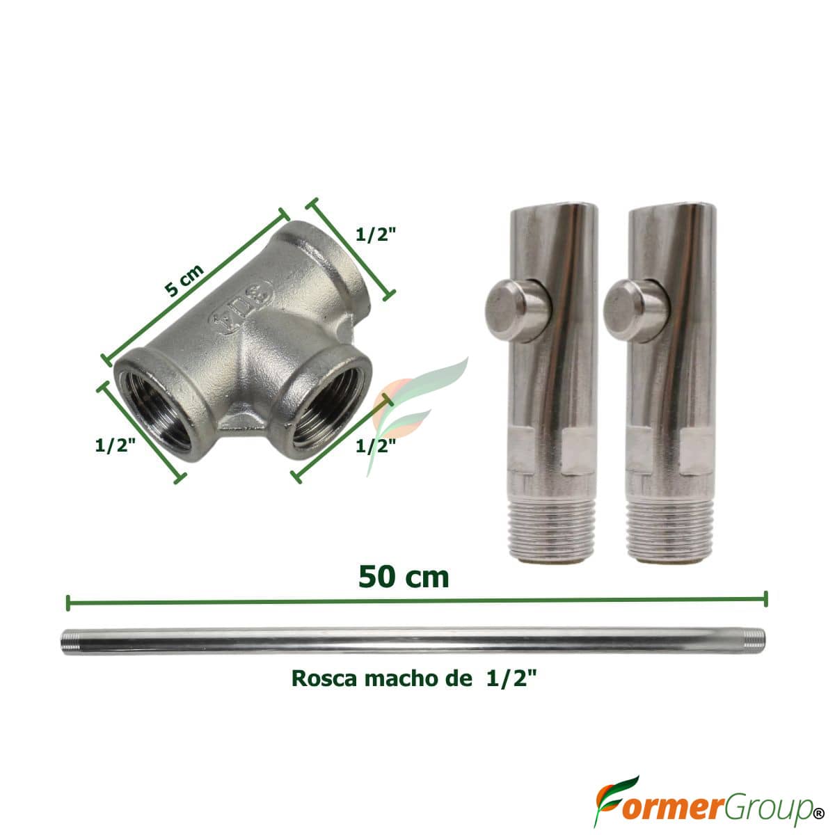 Kit Bebedero Cerdos Botón 1/2 Tubo 50cm Máx Alcance
