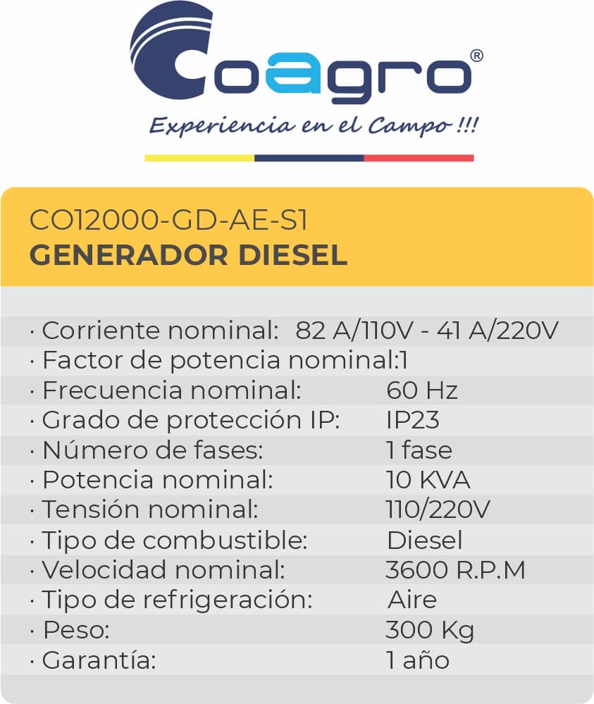 Planta Electrica - Generador a Diesel CO12000-GD-AE-S1