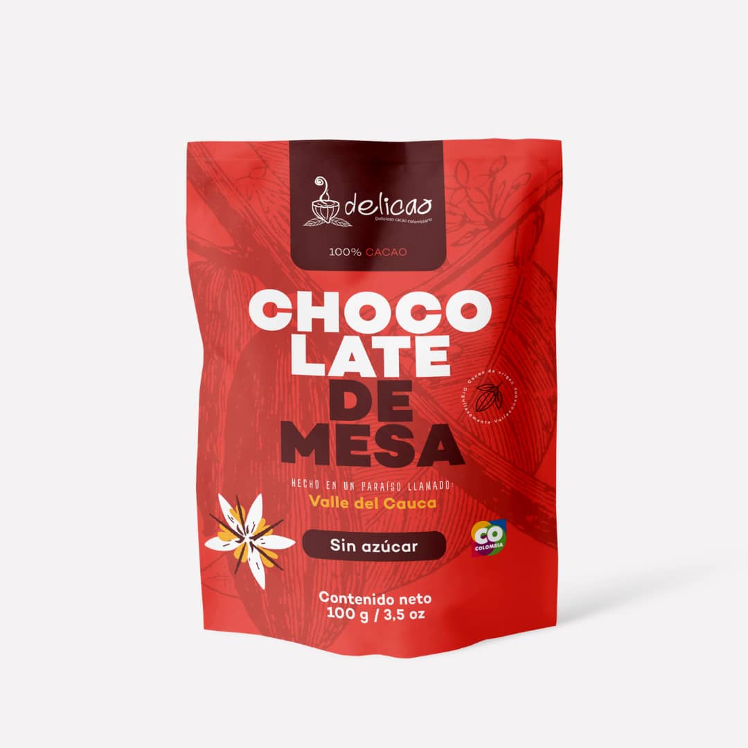 Chocolate de mesa 100% cacao Delicao x 100 Gr