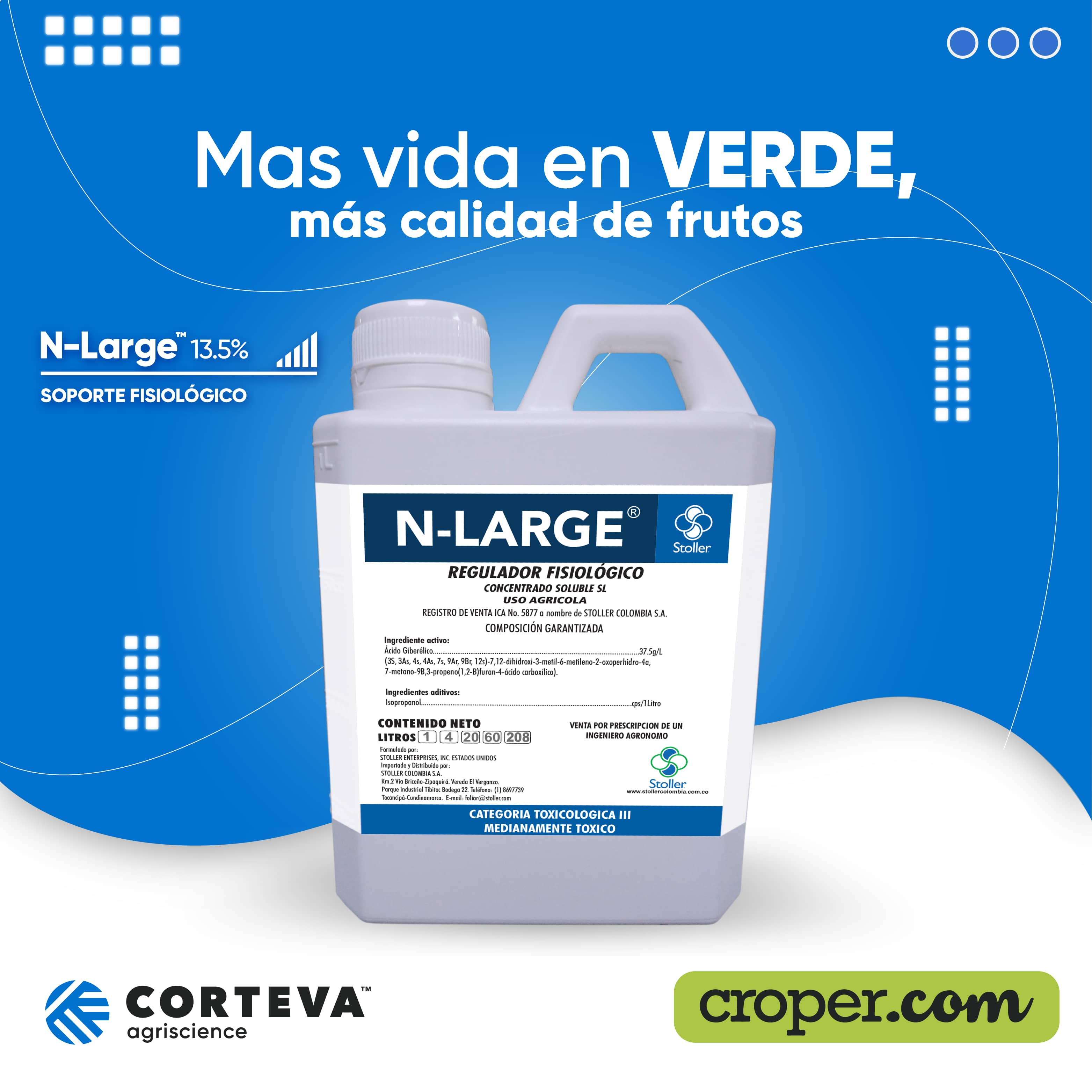N-LARGE 13,5% Regulador de crecimiento GA3 para pastos y forrajes