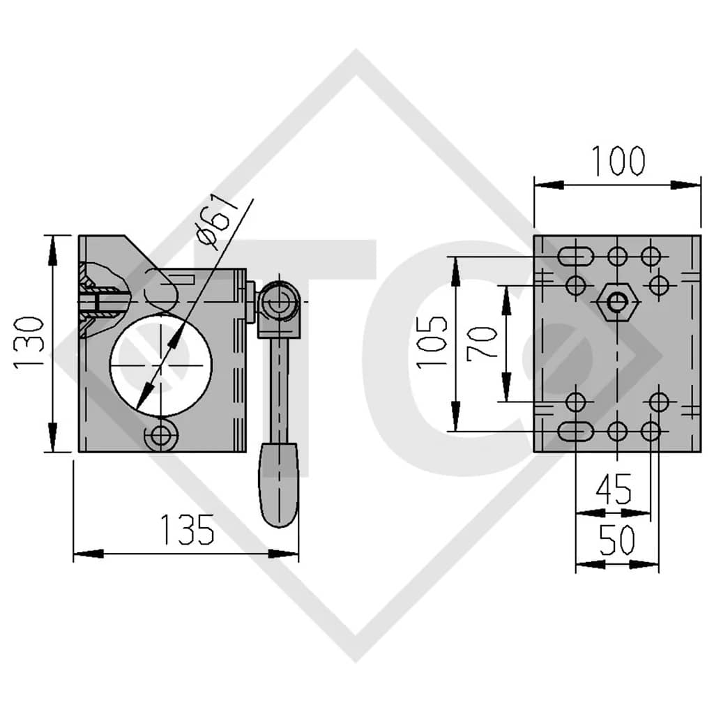 Abrazadera pata 500kg Ø48–60mm: máxima firmeza