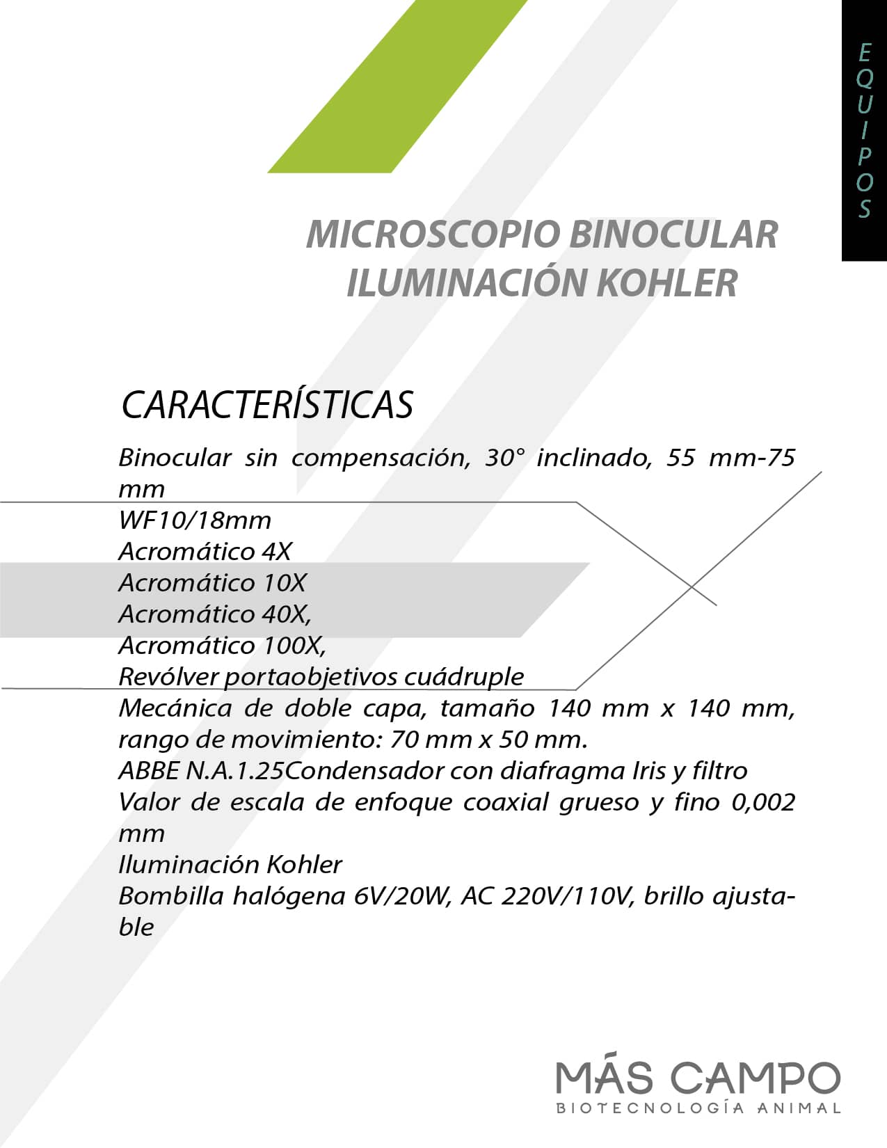 Microscopio Binocular Iluminación Kohler