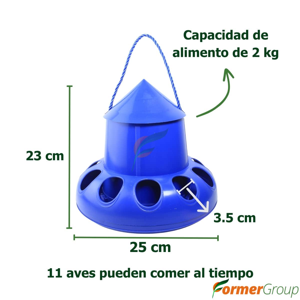 Comedero azul para aves 2 kg