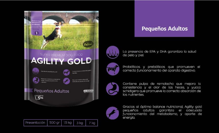 Alimento para perros Pequeños Adultos Agility Gold x 1.5 kg - Italcol