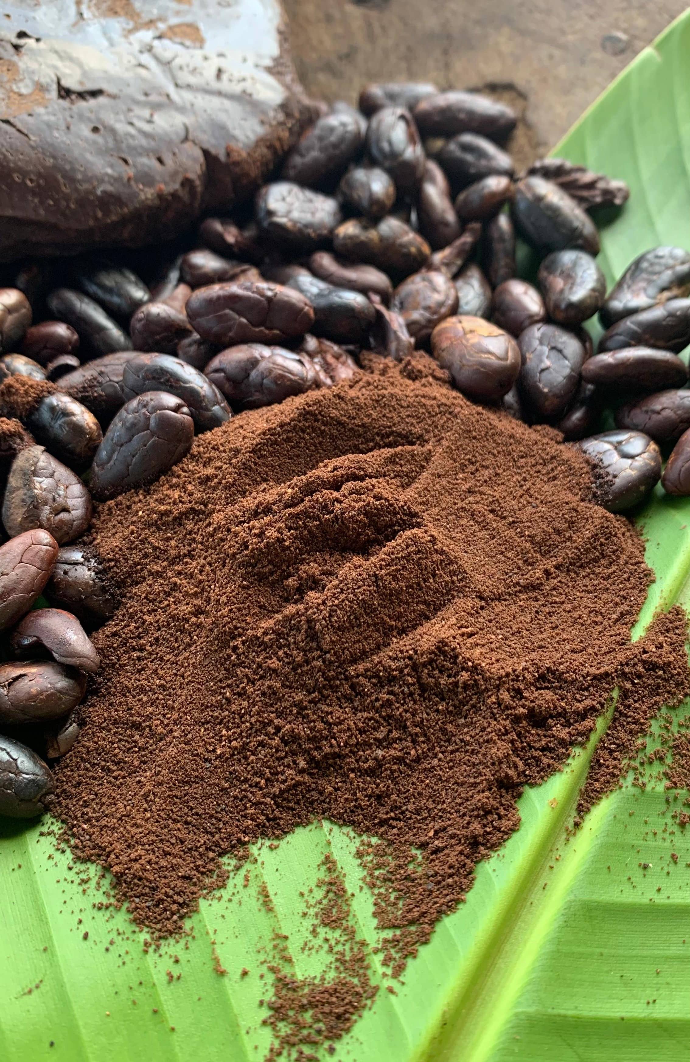100% cacao en polvo tostado artesanal mente