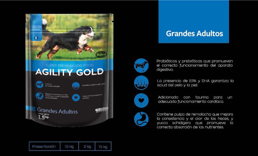 Alimento Gran Adulto Agility Gold x 1.5 kg - Italcol