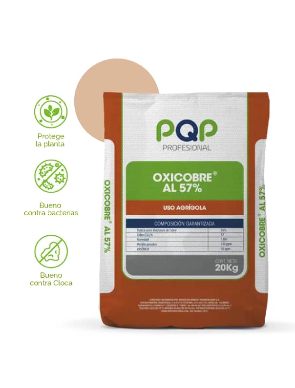 Fungicida Oxicloruro de Cobre 57% PQP Pro 20kg – Control de hongos