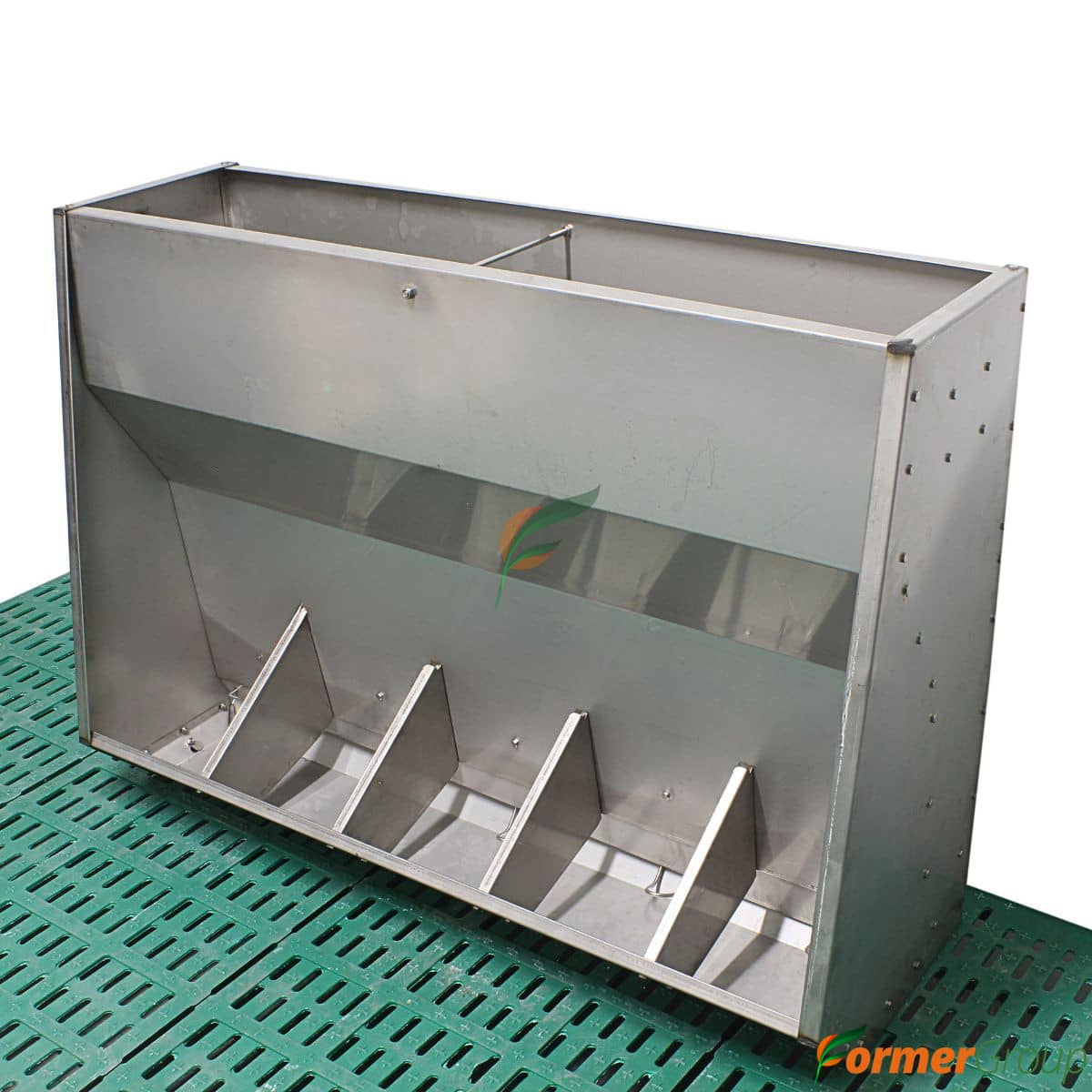 Comedero 5 Puestos Cerdos en Acero Inoxidable