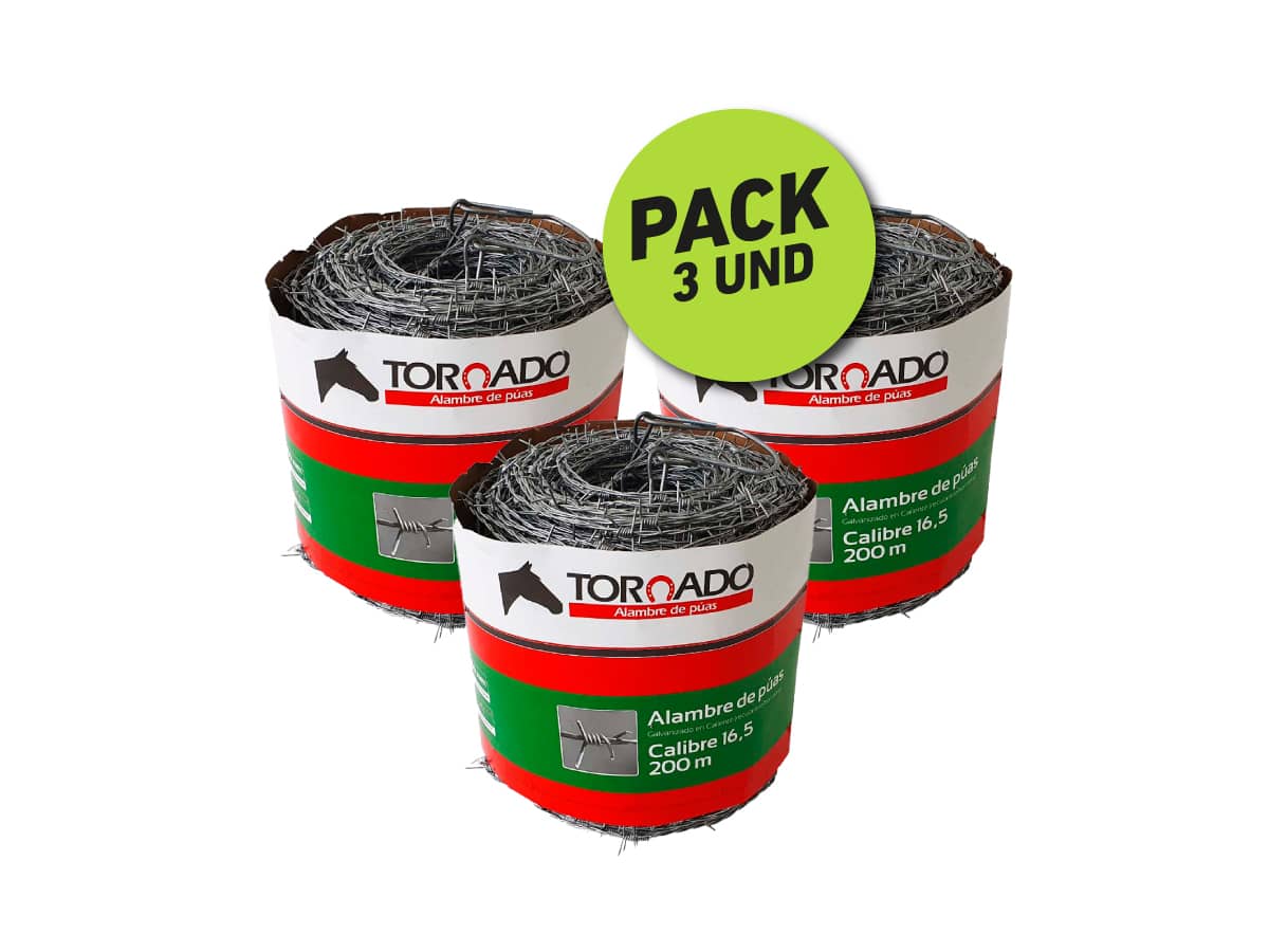 Alambre de Púas C16.5 x 400 Mt x 3 Und - Alta Resistencia Tornado
