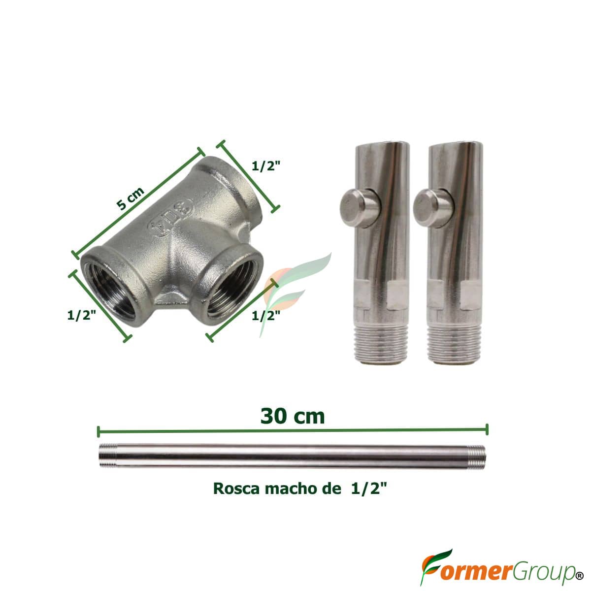 Kit Bebedero Cerdos Botón 1/2 Tubo 30cm Más Alcance