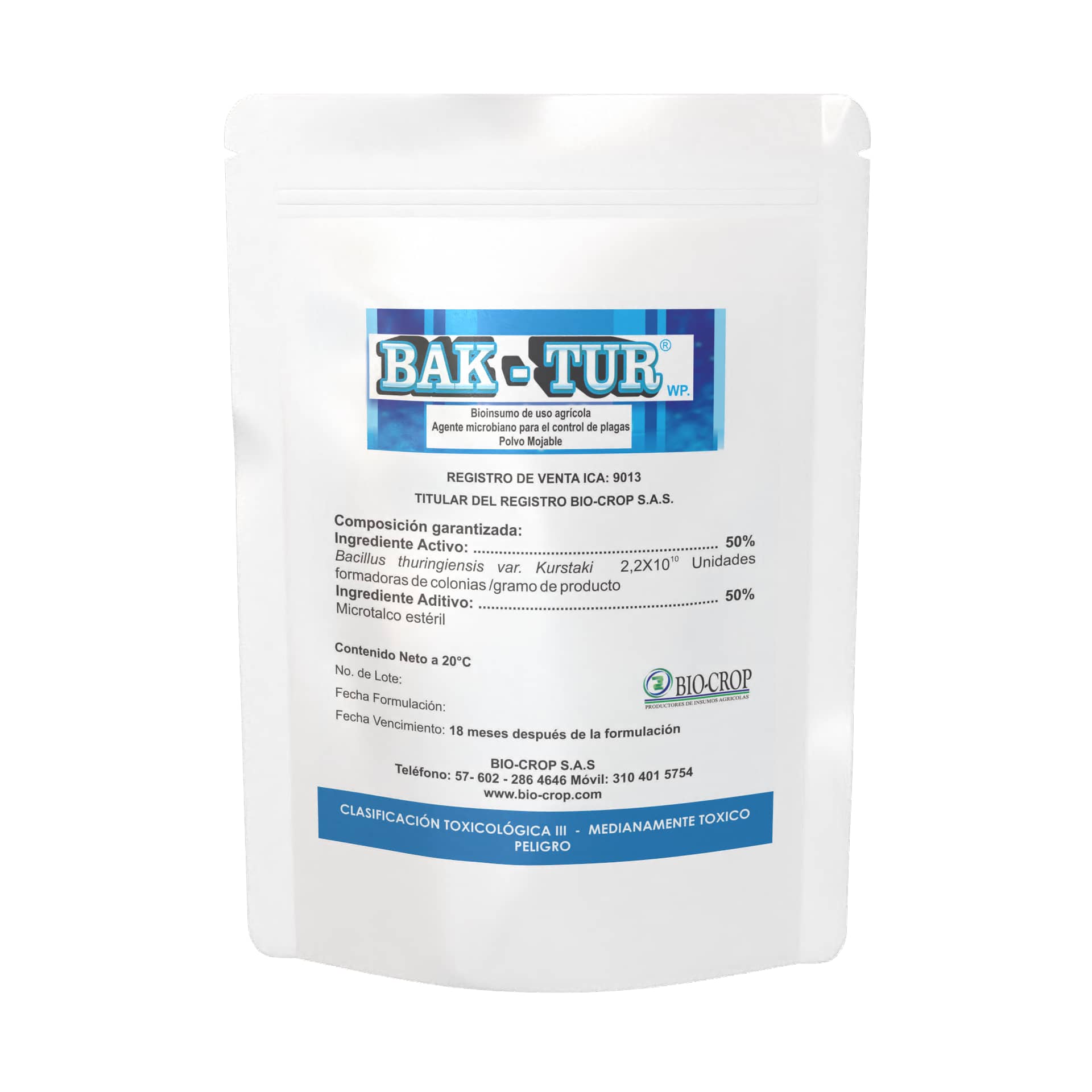 Insecticida Bak-Tur WP Bolsa x 1 KG | Control Biológico de Plagas