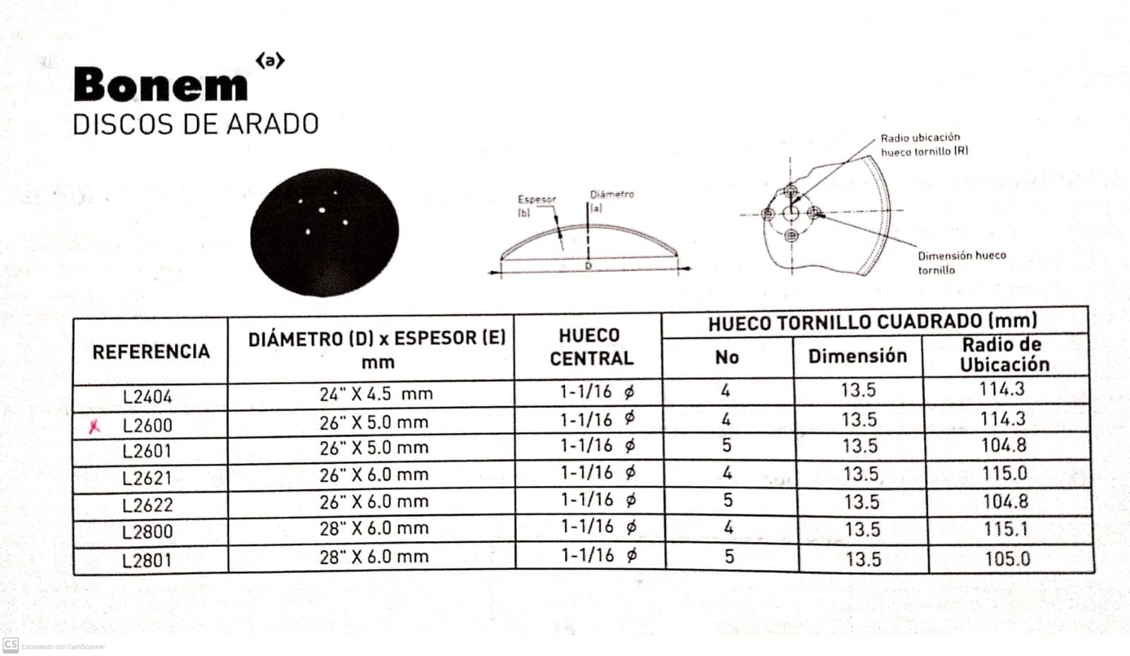 Discos de Arado L2600