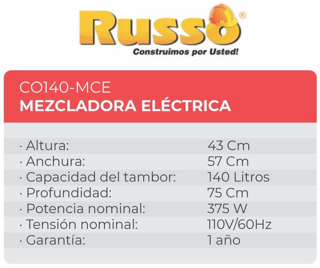 Mezcladora Eléctrica CO140-MCE - Russo
