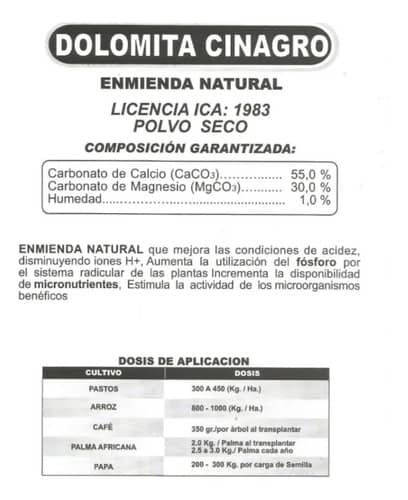 Cal Dolomita Agrícola Cinagro 50kg | Enmienda Suelo y Nutrición | Croper