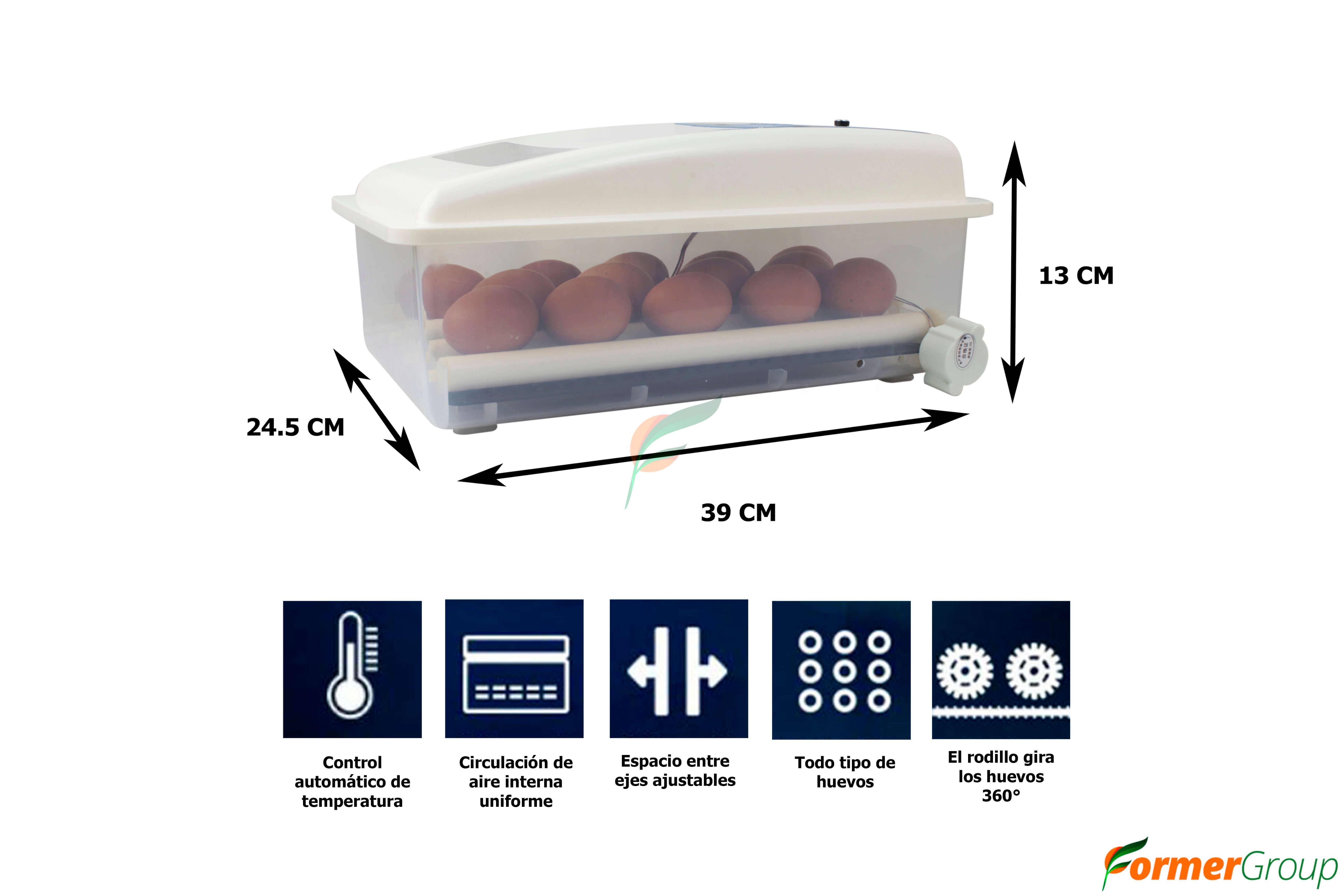 Incubadora para 24 huevos - volteo automático