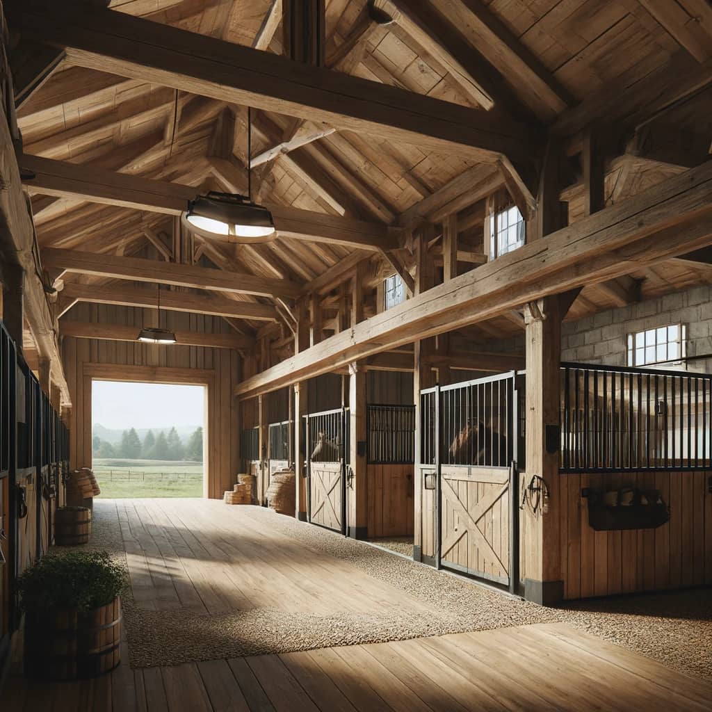 DALL·E 2024-05-20 18.44.12 - Photorealistic image of a rustic horse stable inspired by the uploaded reference images. The scene should depict a traditional stable with a wooden st.webp