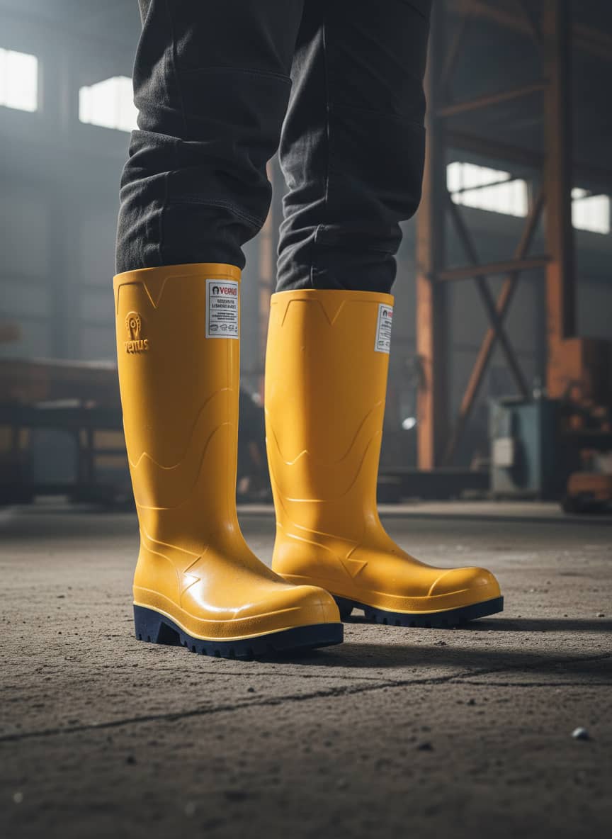 Bota Industrial Liviana Amarillo Azul Talla 36 - 44 | PVC Sin puntera