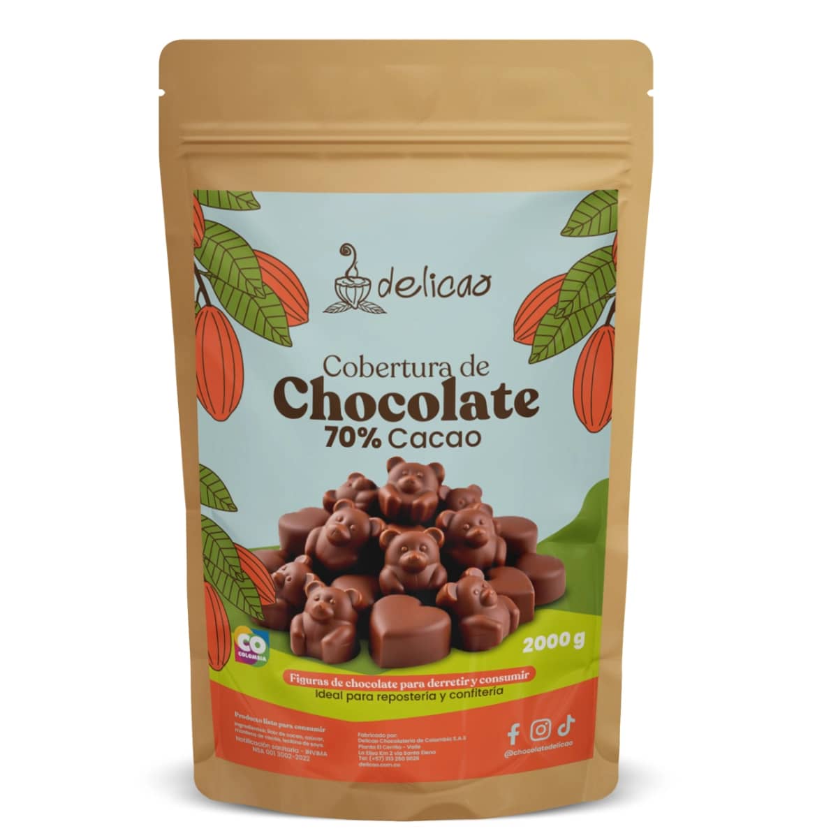 Cobertura de chocolate 70% - 2000 gr