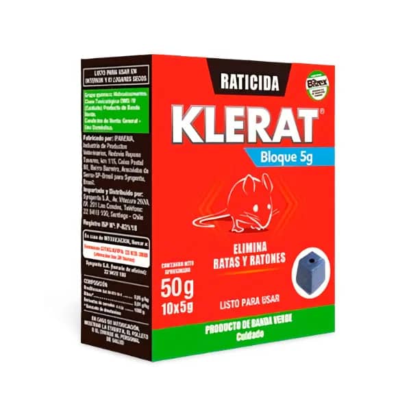 Klerat Bloques 50 g | Rodenticida anticoagulante eficaz