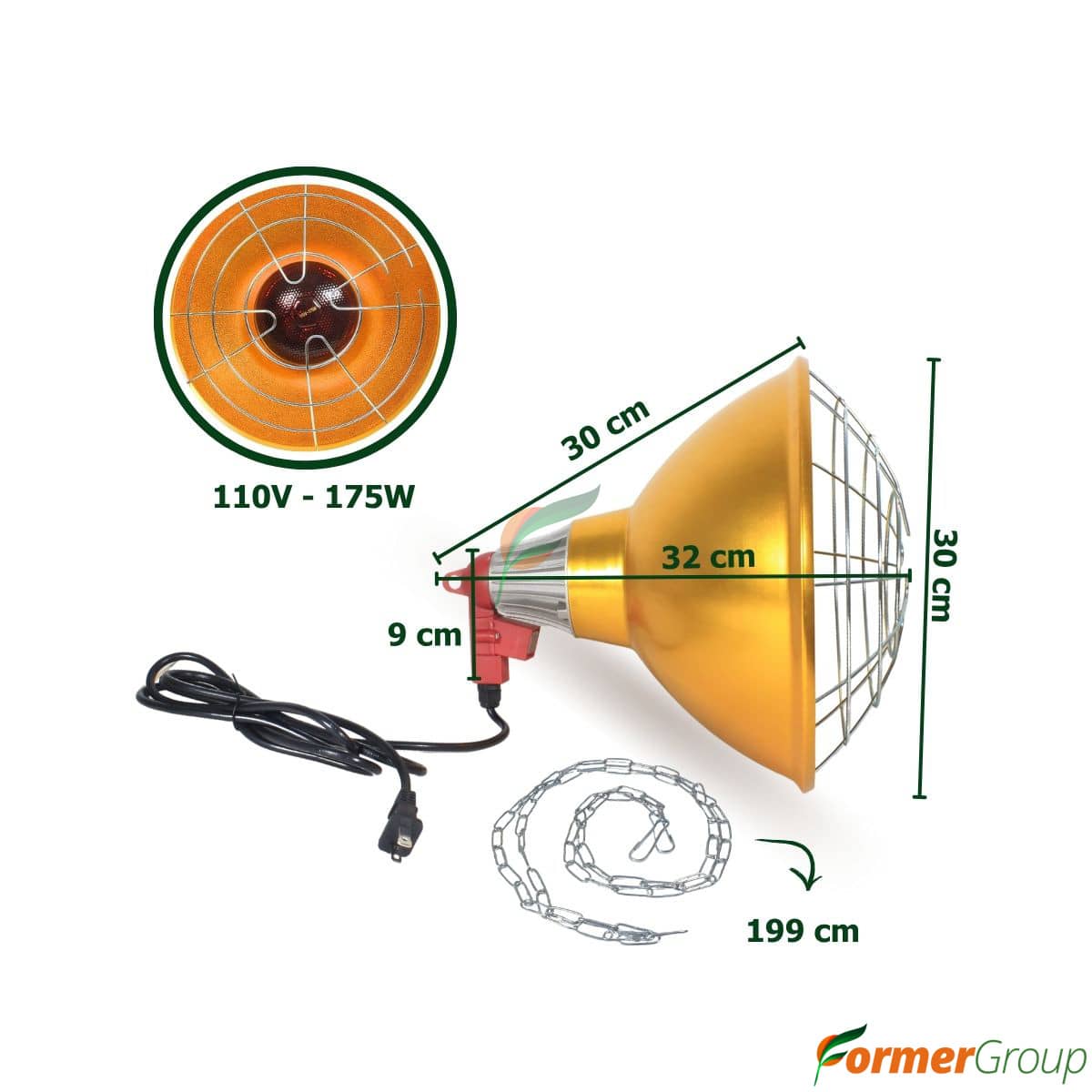 Lámpara infrarroja para lechón 110V