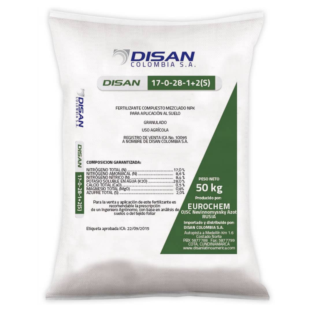 Fertilizante Disan 17-0-28+2(S) 50kg