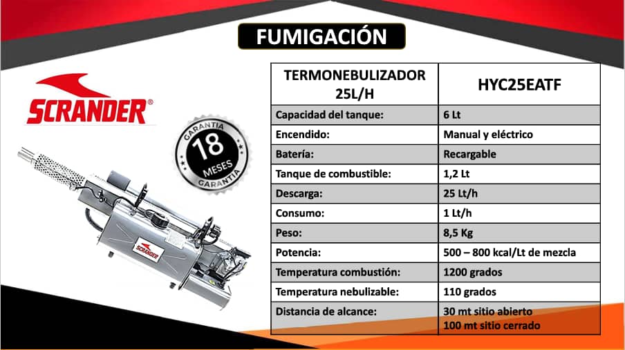Termonebulizadora HYC25EATF 6L | Fumigación Eficaz