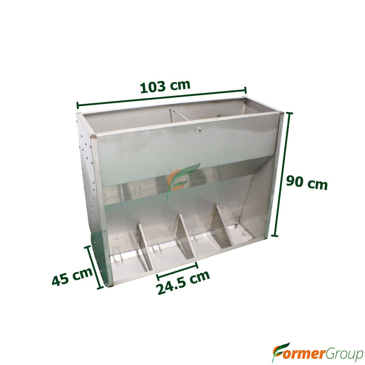 Comedero 4 Puestos para Cerdos Acero Inox 80kg