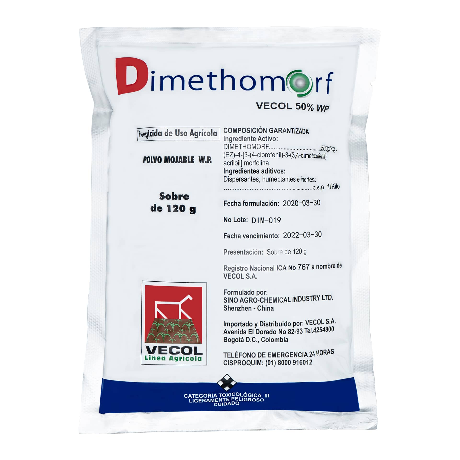 Fungicida Dimethomorf Vecol 50% WP x 500 Gr