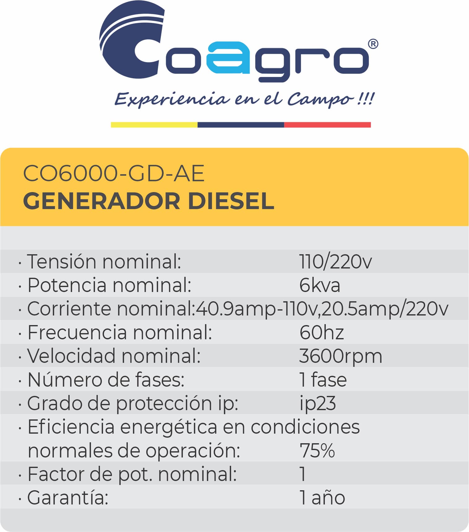 Planta Electrica - Generador a Diesel CO600-GD-AE COAGRO