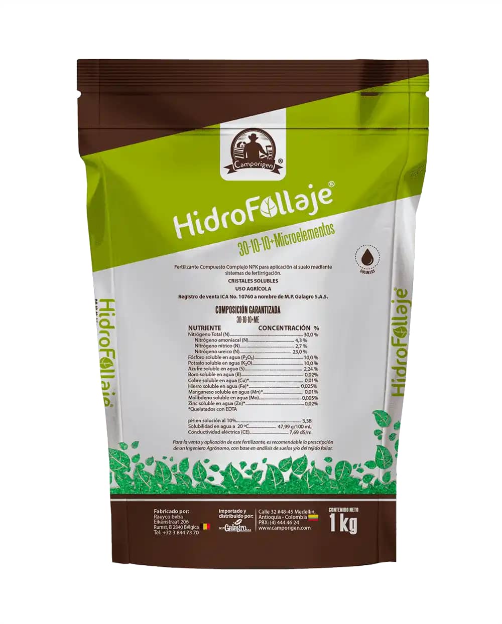 Fertilizante HidroFollaje 30-10-10 x 1 kg Camporigen
